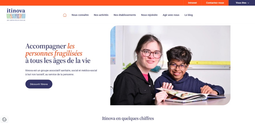 Capture d'écran de la page d'accueil du site internet d'Itinova